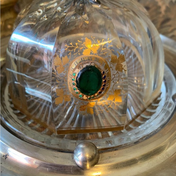 80% Late 1800s Austrian Sterling Silver Holder w a Crystal Butter Dome - Picture 5 of 9